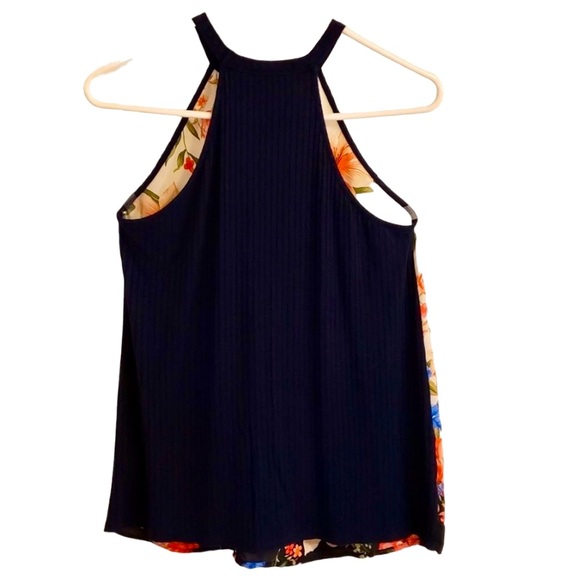 Scuba Neck Top, Sleeveless, Dark Navy & Floral, M, by Haptics - Picture 3 of 6